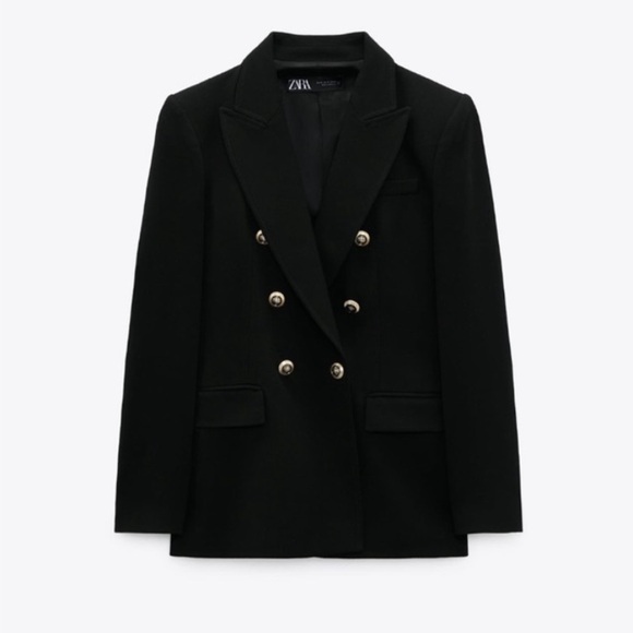 ZARA Double Breasted Blazer Jacket Black Blogger Favorite Size Small S - Picture 11 of 16